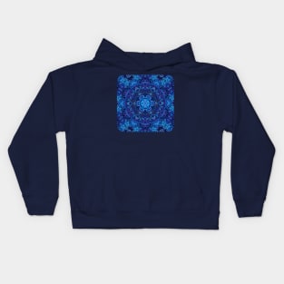 Deep Blue Dive Kaleidoscopic Mandala Number 1 Kids Hoodie